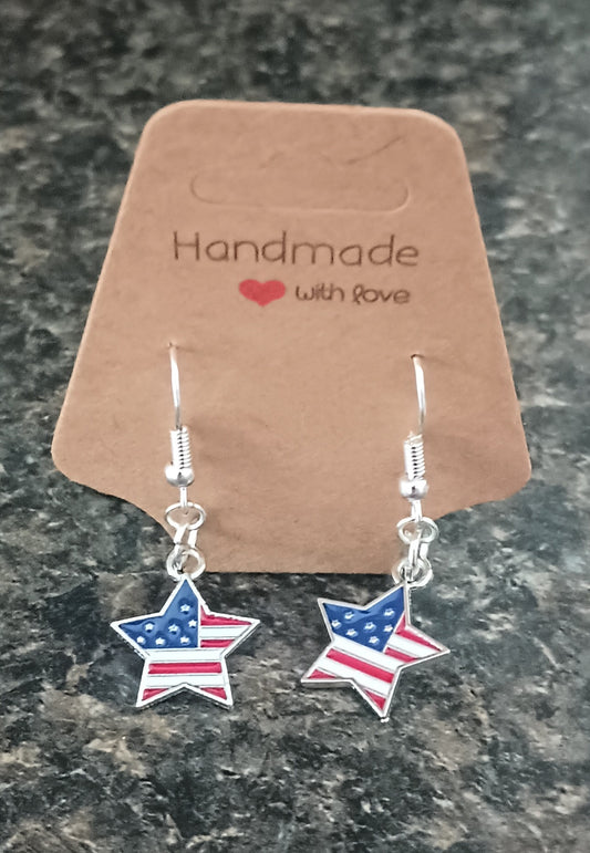 American flag star earrings